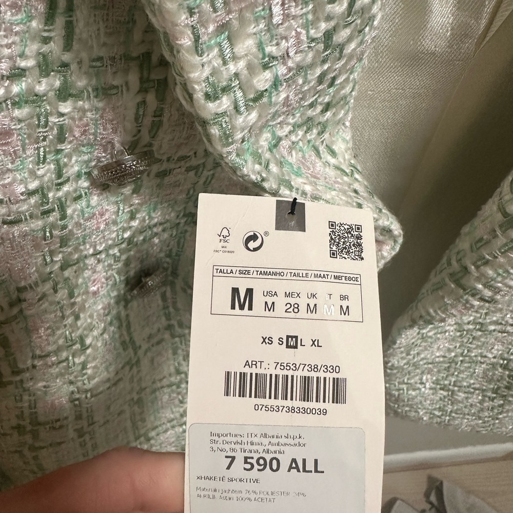Zara Women's Mint Green Tweed Blazer - Picture 4 of 4